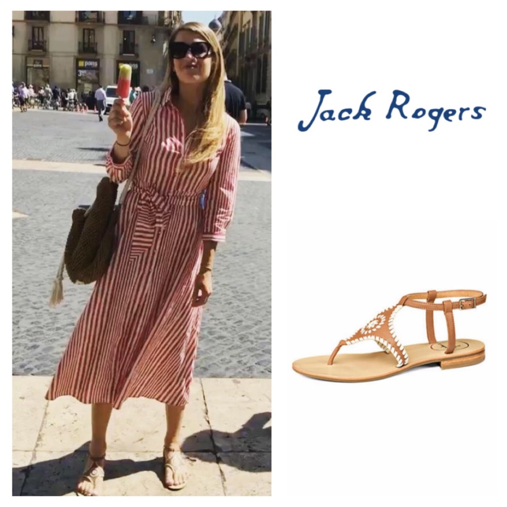 Jack Rogers Maci Thong Casual Ankle Strap sandals in ‘Cognac Bone’